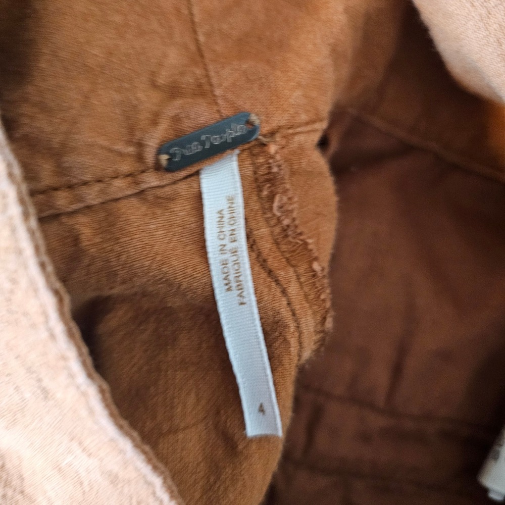 Free People 4 Double Buckle Soft Pants Pleated Tapered Rust Orange Cropped - Picture 10 of 12